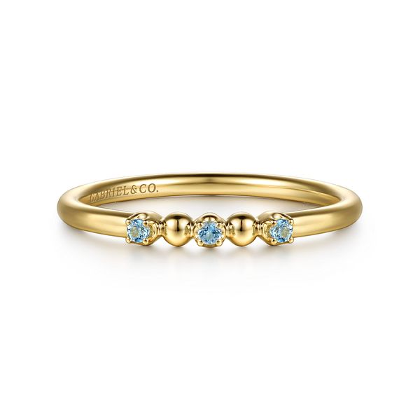 14K Yellow Gold Bujukan Ball and Blue Topaz Stackable Ring Koerbers Fine Jewelry Inc New Albany, IN