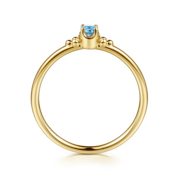 14K Yellow Gold Bujukan Clover and Blue Topaz Stackable Ring Image 2 Koerbers Fine Jewelry Inc New Albany, IN