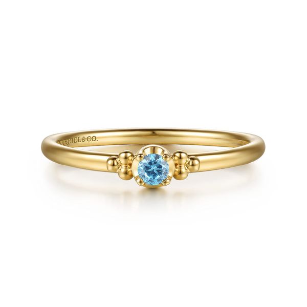 14K Yellow Gold Bujukan Clover and Blue Topaz Stackable Ring Koerbers Fine Jewelry Inc New Albany, IN