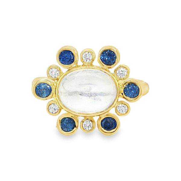 14K Yellow Gold Cabachon Moonstone and Sapphire Fashion Ring Koerbers Fine Jewelry Inc New Albany, IN