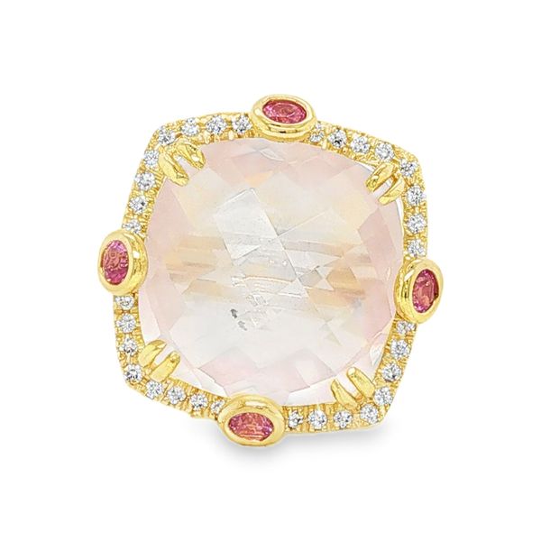 14K Yellow Gold Rose Quartz, Pink Sapphire and Diamond Fashion Ring Koerbers Fine Jewelry Inc New Albany, IN
