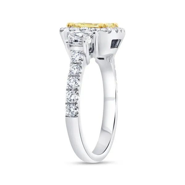 18K Yellow and White Gold 3-Stone-Halo Princess Cut Yellow Diamond Engagement Ring Image 3 Koerbers Fine Jewelry Inc New Albany, IN