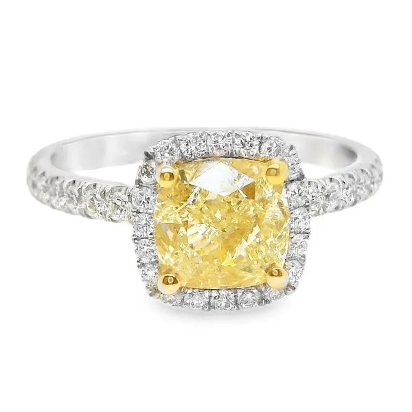18K White and Yellow Gold Fancy Yellow Diamond Engagement Ring 1.90 CTW Koerbers Fine Jewelry Inc New Albany, IN