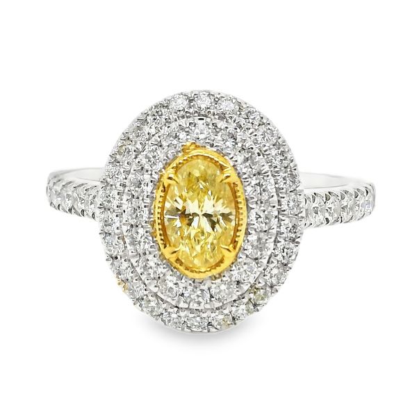 18K White Gold Double Halo Yellow Diamond Ring 0.98 CTW Koerbers Fine Jewelry Inc New Albany, IN