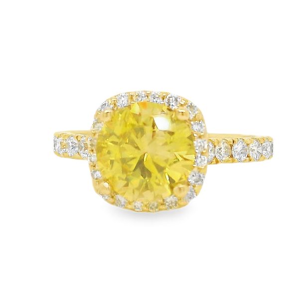 14K Yellow Gold Halo Single Row Yellow Diamond Ring Koerbers Fine Jewelry Inc New Albany, IN