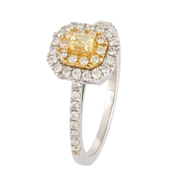 18K 2-Tone White And Yellow Gold Double Halo Yellow Diamond Ring Koerbers Fine Jewelry Inc New Albany, IN