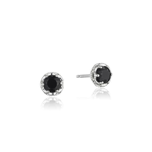 Sterling Silver Petite Crescent Crown Studs featuring Black Onyx Koerbers Fine Jewelry Inc New Albany, IN