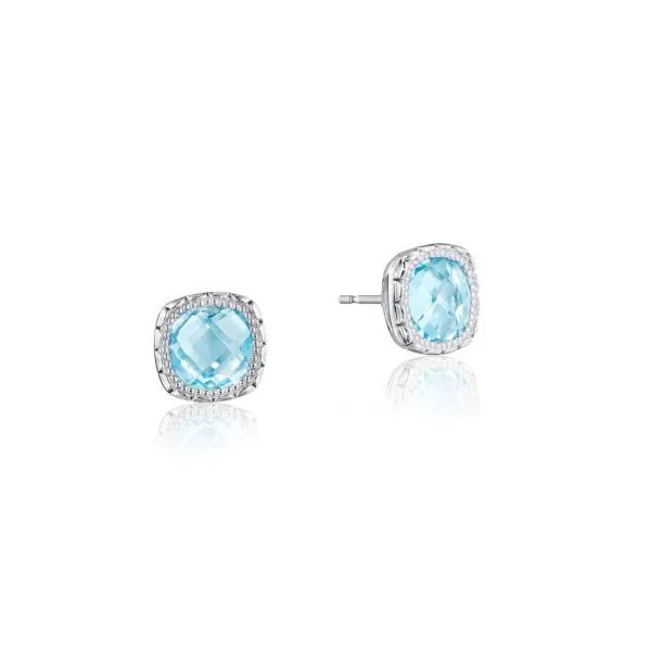 Sterling Silver Cushion Gem Earrings with Sky Blue Topaz Koerbers Fine Jewelry Inc New Albany, IN