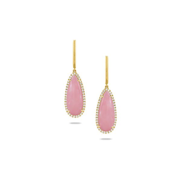 18K Yellow Gold Pink Opal and Diamond Earrings Koerbers Fine Jewelry Inc New Albany, IN