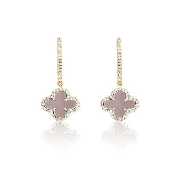 14K Yellow Gold Mother of Pearl and Diamond Earrings Koerbers Fine Jewelry Inc New Albany, IN