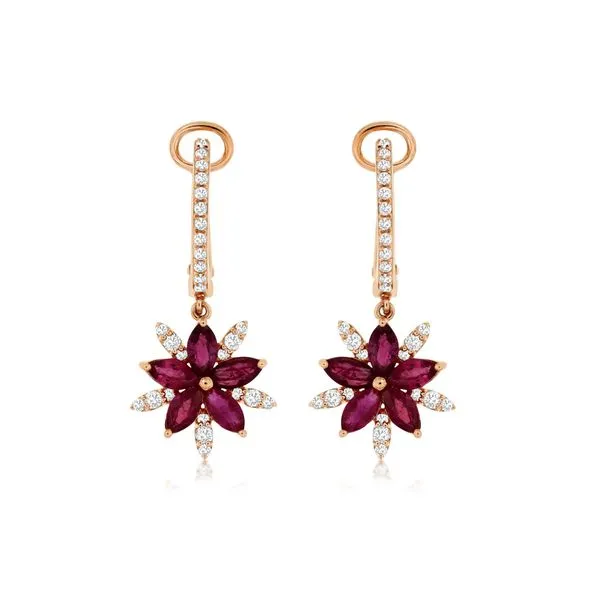 14K Rose Gold Ruby and Diamond Earrings Koerbers Fine Jewelry Inc New Albany, IN
