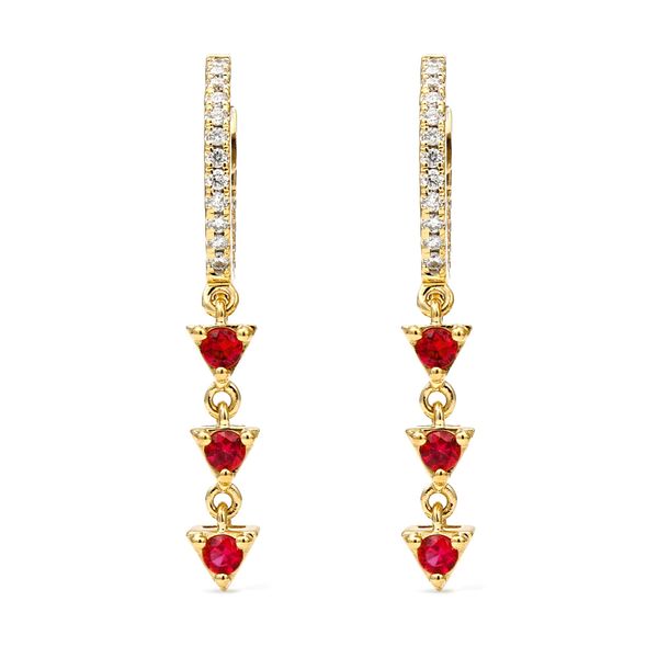 18K Yellow Gold Icon Ruby Huggie Drop Earrings Koerbers Fine Jewelry Inc New Albany, IN