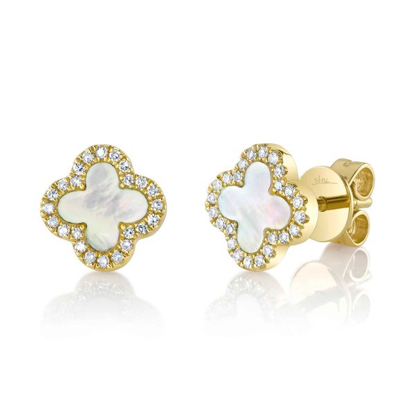 14K Yellow Gold Mother Of Pearl Clover Earrings Koerbers Fine Jewelry Inc New Albany, IN