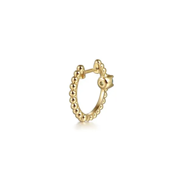 14K Yellow Gold Bujukan Blue Topaz Huggie Earrings Image 2 Koerbers Fine Jewelry Inc New Albany, IN