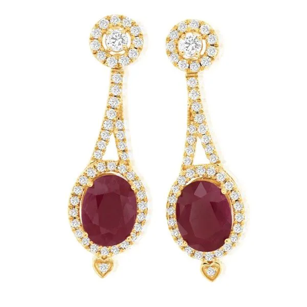 14K Yellow Gold Ruby & Diamond Earrings Koerbers Fine Jewelry Inc New Albany, IN