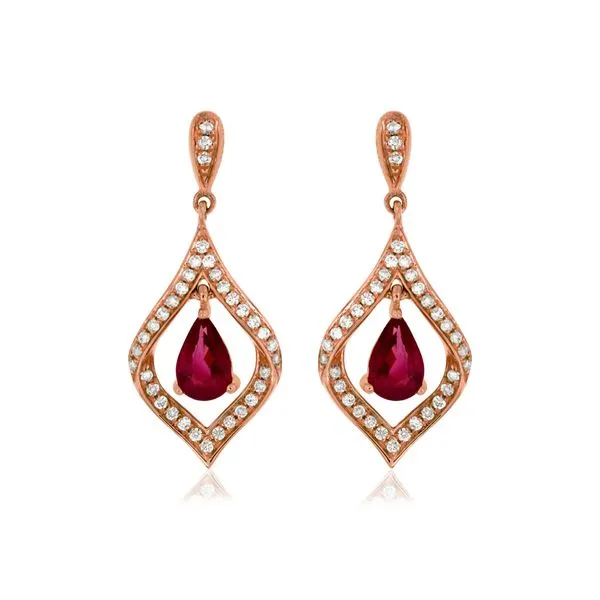 14K Rose Gold Ruby and Diamond Earrings Koerbers Fine Jewelry Inc New Albany, IN