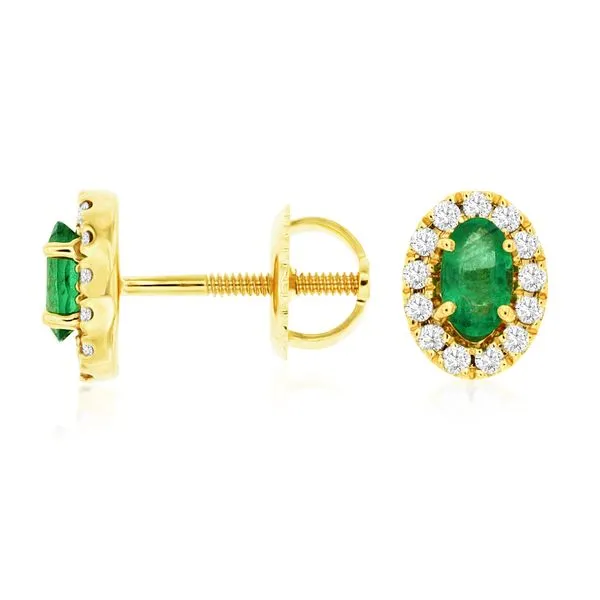14K Yellow Gold Emerald & Diamond Earrings Koerbers Fine Jewelry Inc New Albany, IN