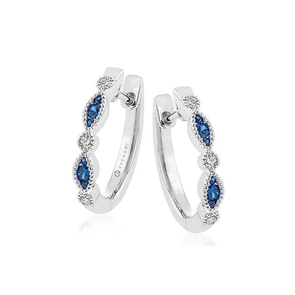 14K White Gold Sapphire and Diamond Earrings Koerbers Fine Jewelry Inc New Albany, IN