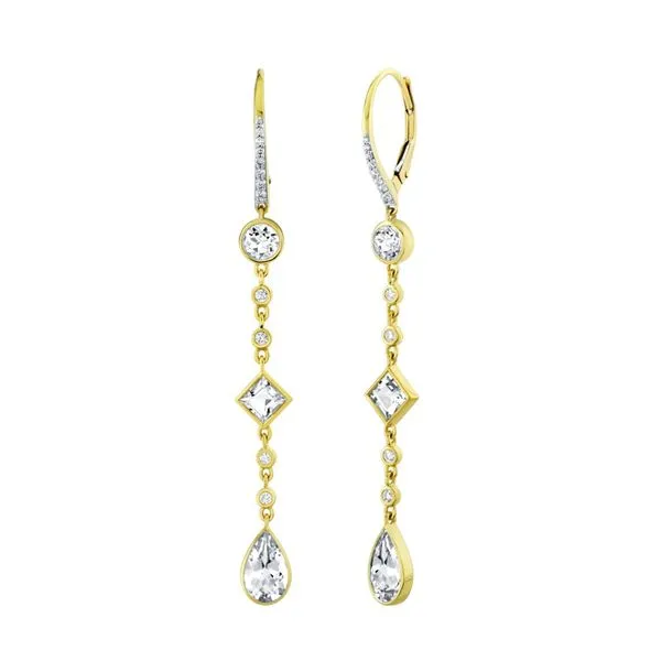 18K Yellow Gold White Topaz Drop Earrings Koerbers Fine Jewelry Inc New Albany, IN