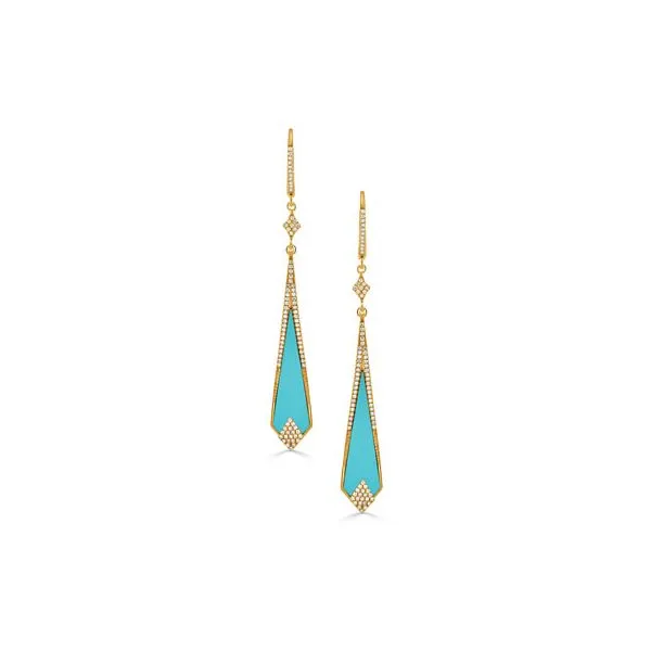 14K Yellow Gold Diamond Earring With Turquoise Koerbers Fine Jewelry Inc New Albany, IN