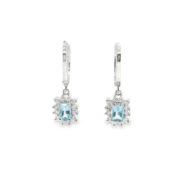 18K White Gold Aqua and Diamond Earrings 1.62 TWT Koerbers Fine Jewelry Inc New Albany, IN