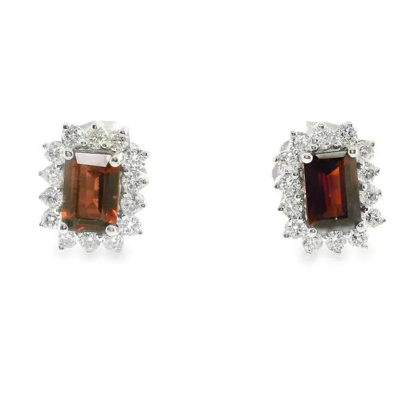 18K White Gold Garnet and Diamond Earrings Koerbers Fine Jewelry Inc New Albany, IN