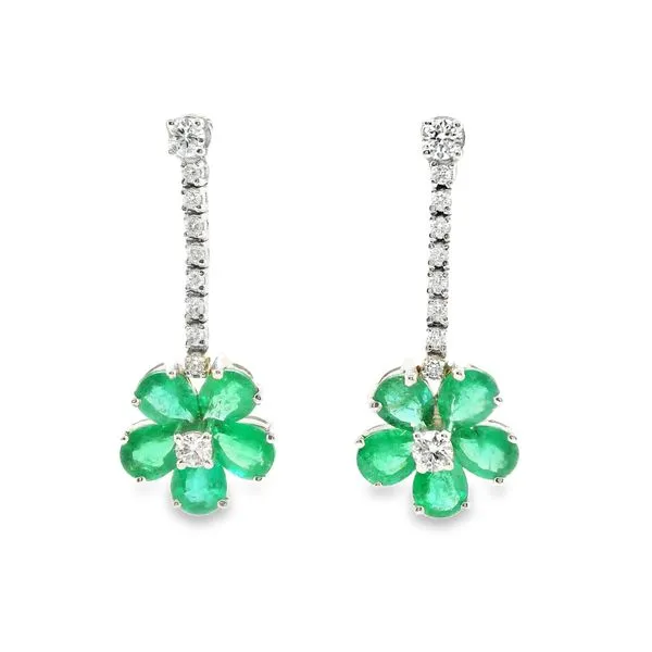 18K White Gold Emerald and Diamond Earrings Koerbers Fine Jewelry Inc New Albany, IN