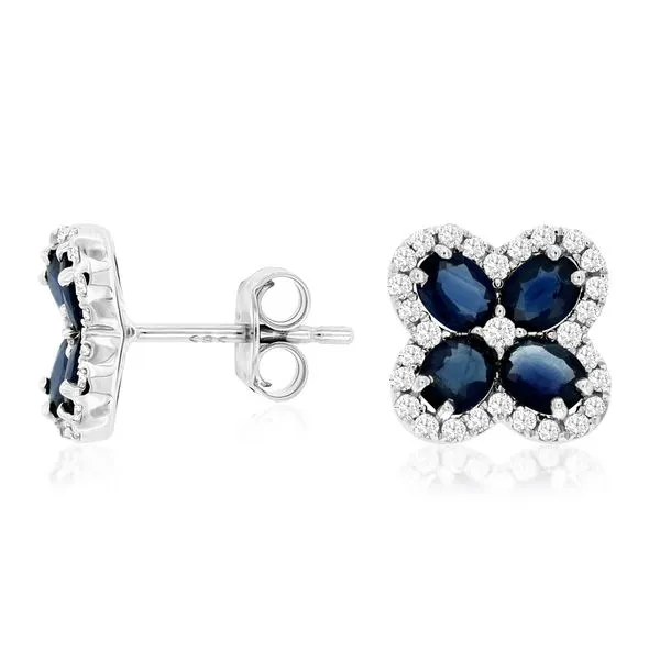 14K White Gold Sapphire & Diamond Earrings Koerbers Fine Jewelry Inc New Albany, IN