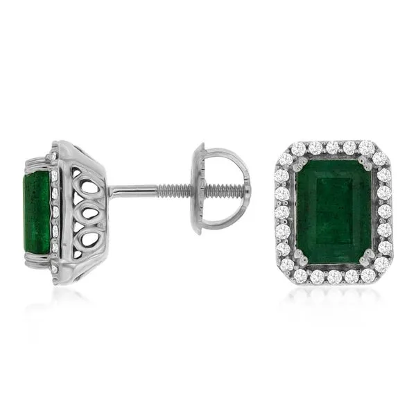 14K White Gold Emeralds and Diamond Earrings Koerbers Fine Jewelry Inc New Albany, IN
