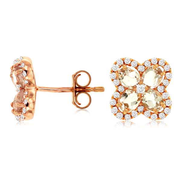 14K Rose Gold Morganite and Diamond Earrings Koerbers Fine Jewelry Inc New Albany, IN