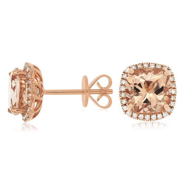 14K Rose Gold Aquamarine & Diamond Earrings Koerbers Fine Jewelry Inc New Albany, IN