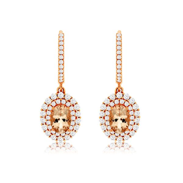 14K Rose Gold Morganite and Diamond Earrings Koerbers Fine Jewelry Inc New Albany, IN