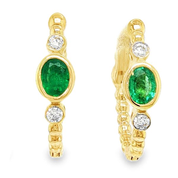 14K Yellow Gold Emerald and Diamond Earrings Koerbers Fine Jewelry Inc New Albany, IN
