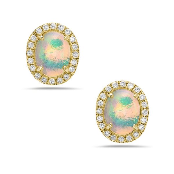 14K Yellow Gold Opals and Diamonds Earrings Koerbers Fine Jewelry Inc New Albany, IN