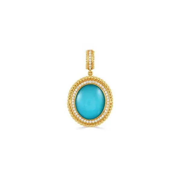 18K Yellow Gold Diamond Pendant With Cabuchon Cut Clear Quartz Over Turquoise Koerbers Fine Jewelry Inc New Albany, IN