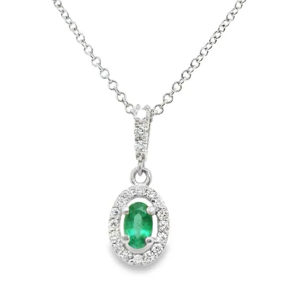 18K White Gold Emerald and Diamond Pendant Koerbers Fine Jewelry Inc New Albany, IN
