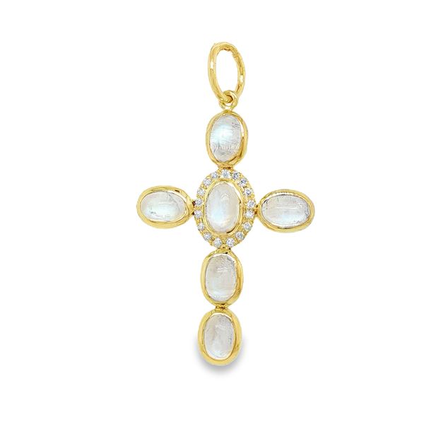 14K Yellow Gold Oval Moonstone Cross Pendant Koerbers Fine Jewelry Inc New Albany, IN