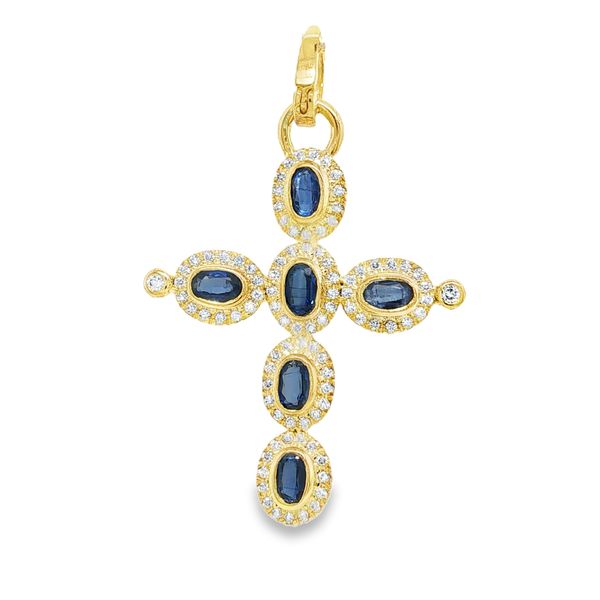 14K Yellow Gold Oval Kryanite and Diamond Cross Pendant Koerbers Fine Jewelry Inc New Albany, IN