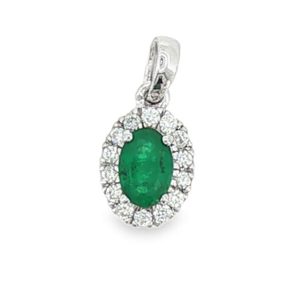 10K White Gold Emerald and Diamond Pendant Koerbers Fine Jewelry Inc New Albany, IN