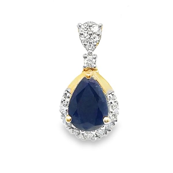 10K Yellow Gold Sapphire and Diamond Pendant Koerbers Fine Jewelry Inc New Albany, IN