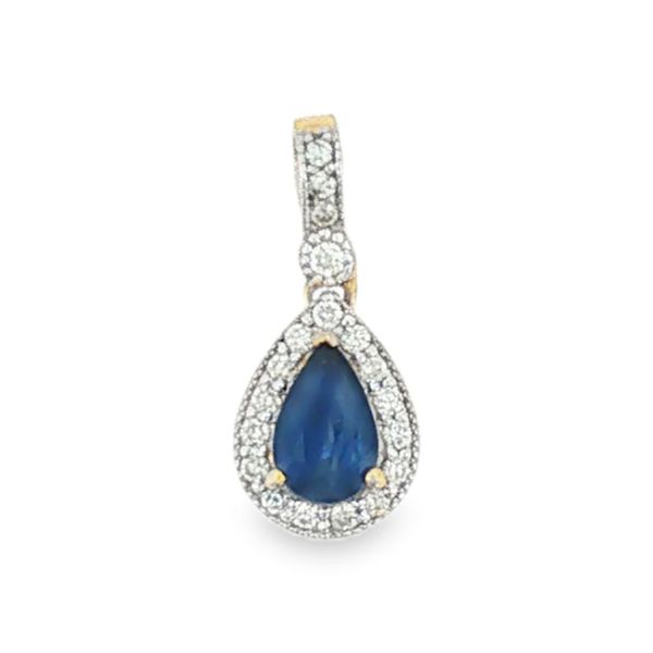 10K Yellow Gold Sapphire and Diamond Pendant Koerbers Fine Jewelry Inc New Albany, IN