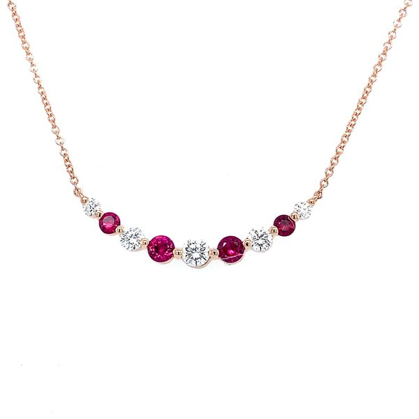 18K Rose Gold Graduating Diamond and Ruby Necklace Koerbers Fine Jewelry Inc New Albany, IN