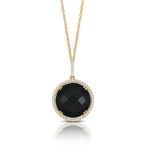 18K Yellow Gold Faceted Black Onyx and Diamond Pendant Koerbers Fine Jewelry Inc New Albany, IN