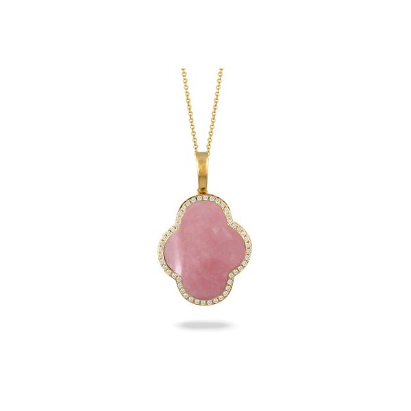 18K Yellow Gold Pink Opal and Diamond Pendant Koerbers Fine Jewelry Inc New Albany, IN