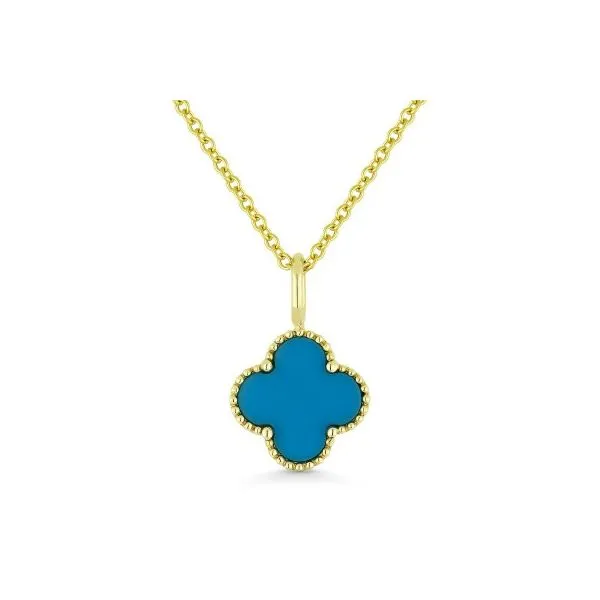 14K Yellow Gold Turquoise Clover Necklace Koerbers Fine Jewelry Inc New Albany, IN