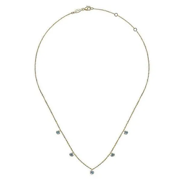 14K Yellow Gold London Blue Topaz Station Necklace Image 2 Koerbers Fine Jewelry Inc New Albany, IN