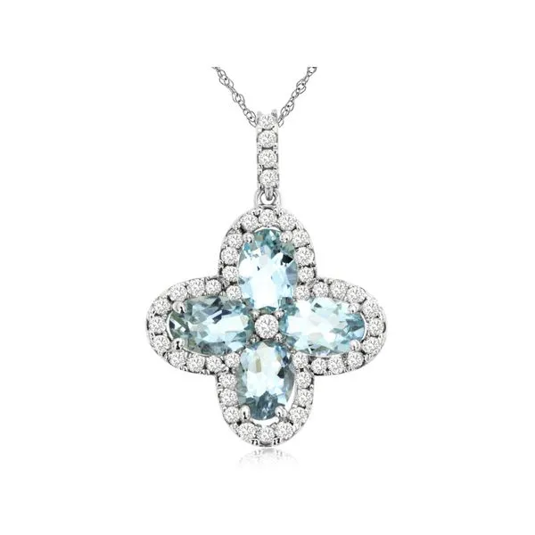 14K White Gold Aquamarine & Diamond Necklace Koerbers Fine Jewelry Inc New Albany, IN