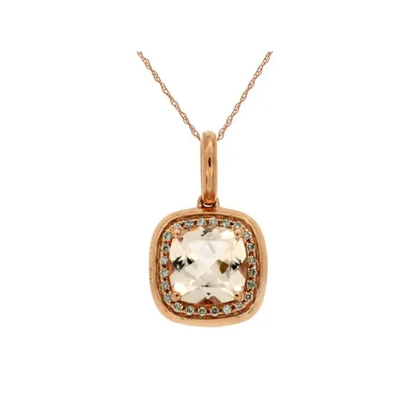 14K Rose Gold Morganite and Diamond Pendant Koerbers Fine Jewelry Inc New Albany, IN