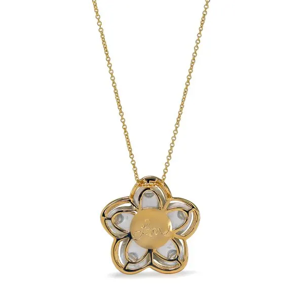 18K Yellow Gold Flora Mother of Pearl and Ruby Pendant Image 2 Koerbers Fine Jewelry Inc New Albany, IN