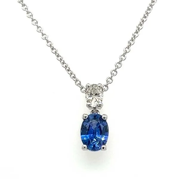 18K White Gold Sapphire and Diamond Pendant Koerbers Fine Jewelry Inc New Albany, IN